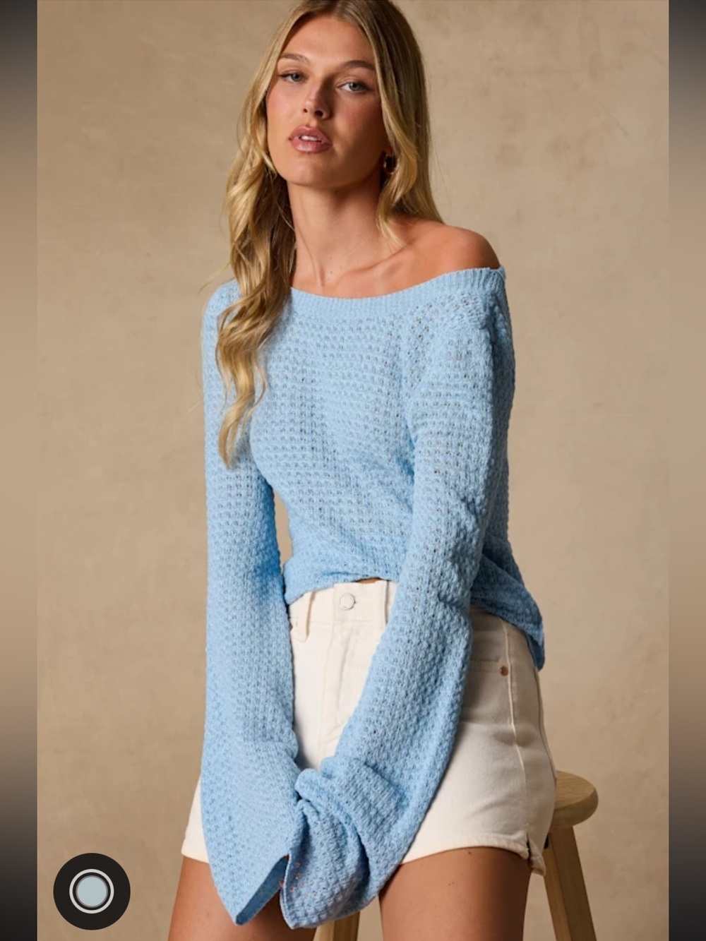 Lulus Akoya Light Blue Tie-back Sweater Knit Top - Size S